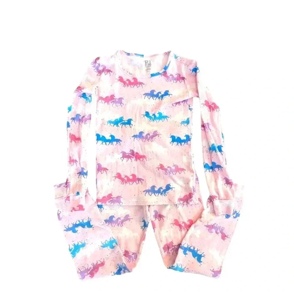 The Children's Place Colorful Unicorn Girls' Pajama Set Cotton SZ 6-7